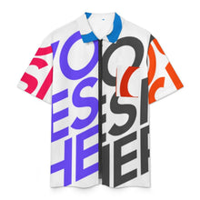 Cargar imagen en el visor de la galería, Camisa de manga corta con cremallera para hombre LM816 personalizado con patrón foto texto (impresión de imágenes múltiples)
