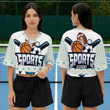 Cargar imagen en el visor de la galería, Camiseta deportiva crop con cuello en V personalizable
