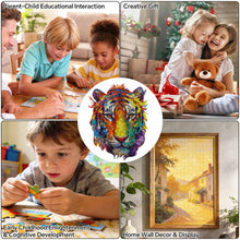 Cargar imagen en el visor de la galería, Puzzles / Rompecabezas irregular con forma de cabeza de tigre personalizado con Impresión Completa de Una Imagen con Foto Logo Patrón Texto
