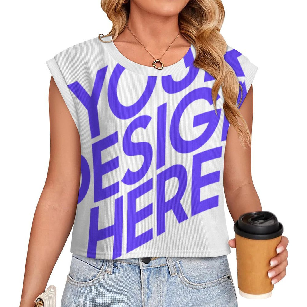 Chaleco de punto con mangas cortas para mujer LM563 personalizado con patrón foto texto (impresión de imagen única)