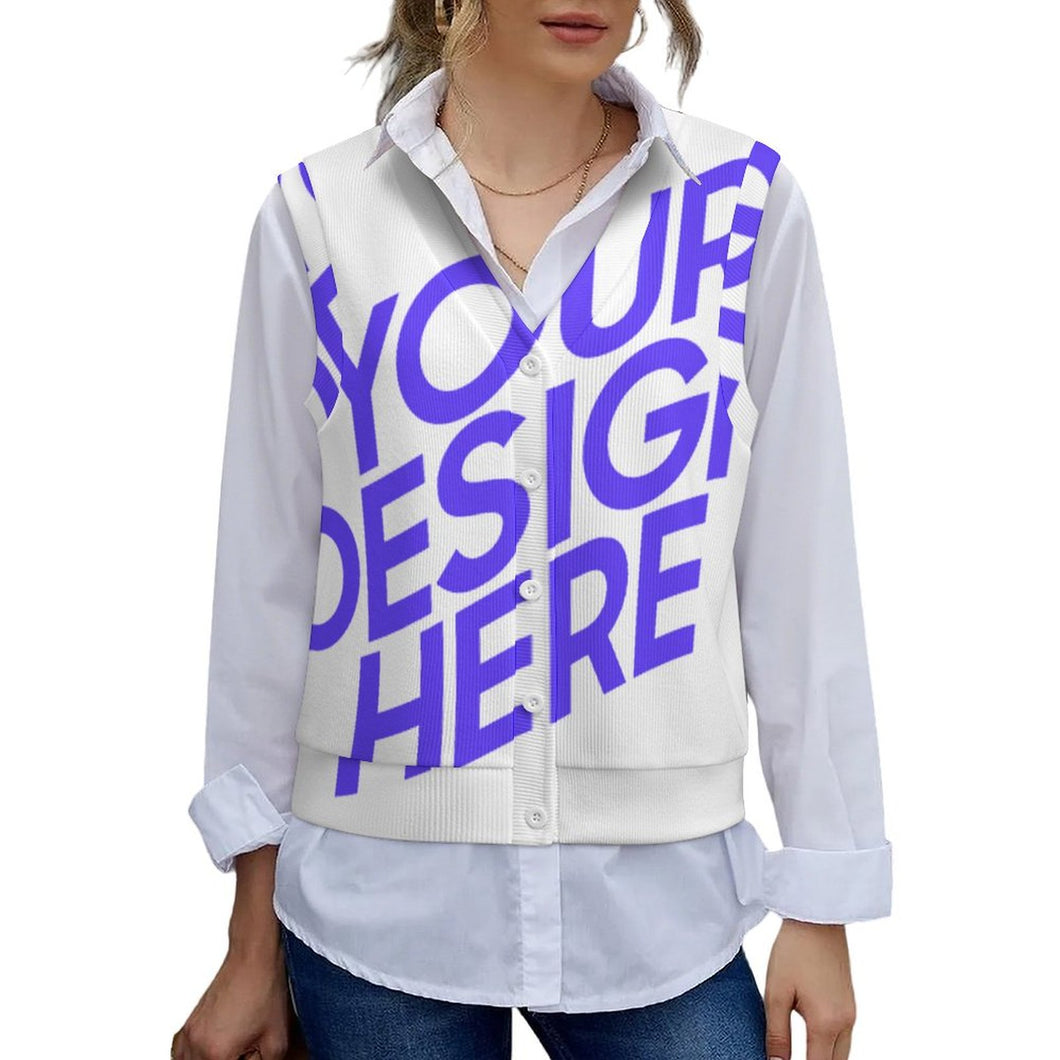 Chaleco de punto sin mangas para mujer LM562 personalizado con patrón foto texto
