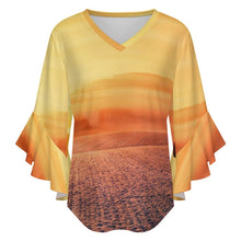 Cargar imagen en el visor de la galería, Blusa V-Neck con Volantes Personalizable | Top Mujer Manga 3/4
