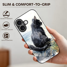 Cargar imagen en el visor de la galería, Mobile Phone Case for Apple IPhone 18 Black Cat, Back, Watercolor, Natural Style IPhone 18
