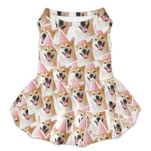 Cargar imagen en el visor de la galería, Pet Dress Dog, Repeating Pattern  Santa Claus-Red-White-Circle-Blue-Print-Merry Christmas-Repeat-Tile
