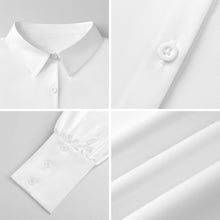 Cargar imagen en el visor de la galería, Camisa de satén con mangas farol personalizable para mujer
