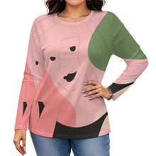 Cargar imagen en el visor de la galería, Round Neck Long Sleeved T-shirt Line Design, Girl
