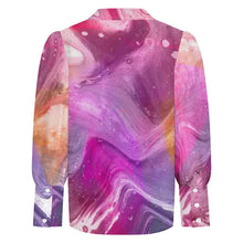 Cargar imagen en el visor de la galería, Camisa de satén con mangas farol personalizable para mujer
