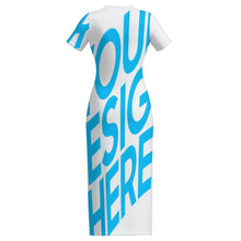Cargar imagen en el visor de la galería, Vestido midi ajustado de manga corta MXLD151 para mujer RRDCQ personalizado con patrón foto texto (impresión de imagen única)
