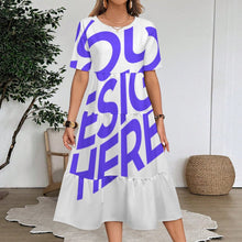 Cargar imagen en el visor de la galería, Vestido Largo de Cuello Redondo y Manga Corta para Mujer MWL784 personalizado con patrón foto texto
