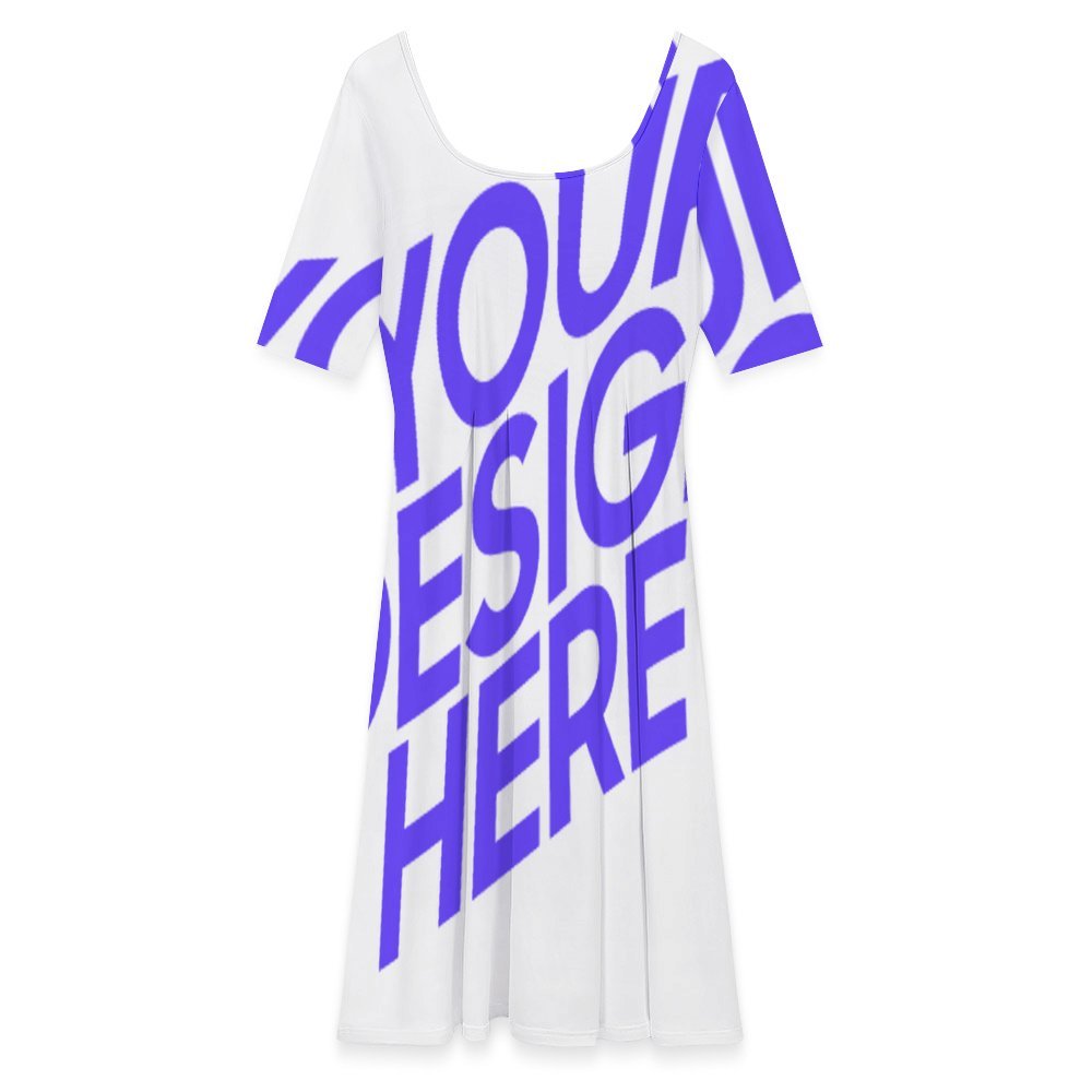 Elegante vestido de verano F25Q vestido de mujer de corte A con media manga personalizado con patrón foto texto