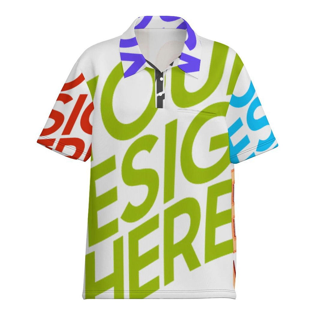 Polo de manga corta para mujer (con bolsillos rectos dobles) MSYX340 personalizado con patrón foto texto (impresión de imágenes múltiples)