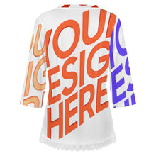 Cargar imagen en el visor de la galería, Camiseta de manga media con escote en V y ribete de encaje Mujer SDS2513 Personalizadas con Foto Logo Patrón Texto (impresión de imágenes múltiples)
