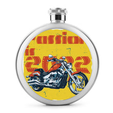 Cargar imagen en el visor de la galería, Petaca Redonda Personalizada 5oz | Acero Inoxidable y Panel Acrílico
