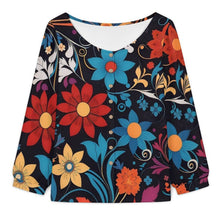 Cargar imagen en el visor de la galería, Long-sleeved Button-up Shirt Flowers, Totems, Retro
