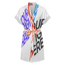Cargar imagen en el visor de la galería, Bata de baño Pijama con cinturón y mangas cortas con ribete de encaje para mujer SDS2517 personalizado con patrón foto texto (impresión de imágenes múltiples)
