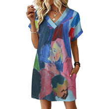 Cargar imagen en el visor de la galería, Vestido Casual Mujer Escote en V con Puños Vueltos Personalizable

