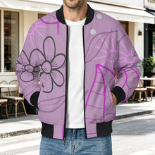 Cargar imagen en el visor de la galería, Lightweight Pilot Jacket Purple, Hand Drawn, Flower, Line
