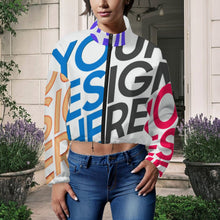 Cargar imagen en el visor de la galería, Chaqueta corta de polar con capucha para mujer MWL476 personalizado con patrón foto texto (impresión de imágenes múltiples)
