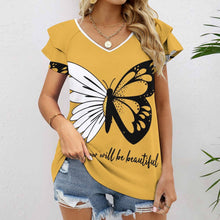 Cargar imagen en el visor de la galería, Camiseta con Volantes UPF 50+ Personalizable | V-Neck y Diseño
