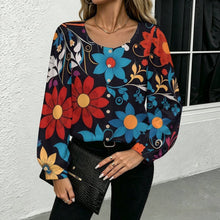 Cargar imagen en el visor de la galería, Long-sleeved Button-up Shirt Flowers, Totems, Retro
