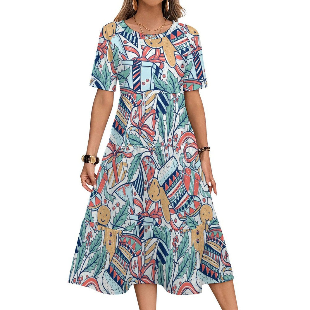 Vestido Largo Elástico Personalizable | Manga 3/4, Cuello Redondo
