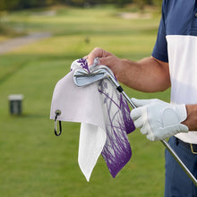 Cargar imagen en el visor de la galería, Golf Towel with Hanging Loop Purple, Butterfly, Reed Style 41x61cm
