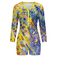 Cargar imagen en el visor de la galería, Long-sleeved Bodysuit Shorts Colorful Splash Ink
