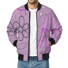 Cargar imagen en el visor de la galería, Lightweight Pilot Jacket Purple, Hand Drawn, Flower, Line
