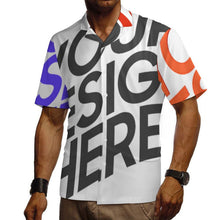 Cargar imagen en el visor de la galería, Camisa de hombre 100% algodón manga corta cuello cubano SDS013 personalizado con patrón foto texto
