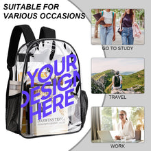 Cargar imagen en el visor de la galería, Mochila Transparente de 43 cm personalizado con patrón foto texto
