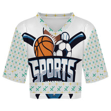 Cargar imagen en el visor de la galería, Camiseta deportiva crop con cuello en V personalizable

