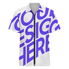 Cargar imagen en el visor de la galería, Camisa de manga corta con cremallera para hombre LM816 personalizado con patrón foto texto (impresión de imagen única)

