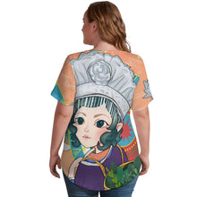 Cargar imagen en el visor de la galería, Camiseta Cuello V Mujer de Seda de Hielo | Personalizable con Foto
