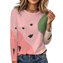 Cargar imagen en el visor de la galería, Round Neck Long Sleeved T-shirt Line Design, Girl
