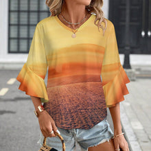 Cargar imagen en el visor de la galería, Blusa V-Neck con Volantes Personalizable | Top Mujer Manga 3/4

