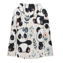 Cargar imagen en el visor de la galería, Fleece Jacket with Hood Panda, White Flower
