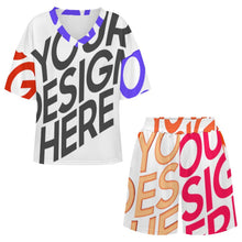 Cargar imagen en el visor de la galería, Conjunto de pijama corto para mujer con cuello en V B98TZ personalizado con patrón foto texto (impresión de imágenes múltiples)
