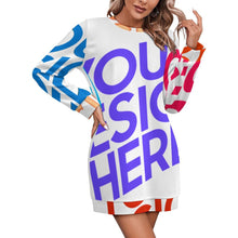 Cargar imagen en el visor de la galería, Vestido Suéter de Manga Larga para Mujer LM565 personalizado con patrón foto texto (impresión de imágenes múltiples)
