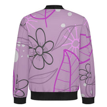 Cargar imagen en el visor de la galería, Lightweight Pilot Jacket Purple, Hand Drawn, Flower, Line
