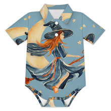 Cargar imagen en el visor de la galería, Short-sleeved Polo Shirt Witches, Flights, Moons, Broomsticks
