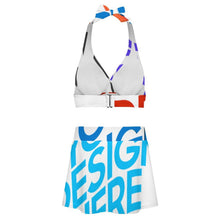 Cargar imagen en el visor de la galería, Conjunto de traje de baño de dos piezas para mujer con minifalda con abertura 308977 personalizado con patrón foto texto (impresión de imágenes múltiples)
