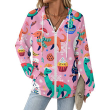 Cargar imagen en el visor de la galería, Sudadera con Capucha de Tejido Waffle con Cremallera Completa Personalizable para Mujer
