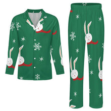 Cargar imagen en el visor de la galería, Pijama Clásico Personalizable para Hombre | Set V-Neck de Seda de Leche
