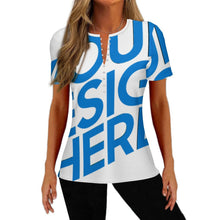 Cargar imagen en el visor de la galería, Camiseta de verano mujer de manga corta MLTW20337 con 5 botones personalizado con patrón foto texto
