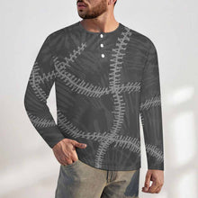 Cargar imagen en el visor de la galería, Camisa Henley para hombre A37L camisa de manga larga con cuello redondo y tapeta con botones personalizado con patrón foto texto (impresión de imagen única)
