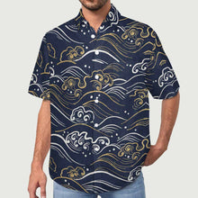 Cargar imagen en el visor de la galería, Camisa de manga corta de lino para hombre con bolsillo B339 personalizado con patrón foto texto (impresión de imagen única)
