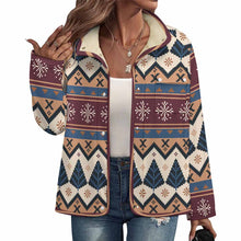 Cargar imagen en el visor de la galería, Camisas casuales de polar para mujer MWL505 con cuello alto personalizado con patrón foto texto
