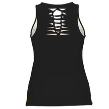 Cargar imagen en el visor de la galería, Camiseta de tirantes hueca para mujer rayas horizontales BS espalda negra personalizado con patrón foto texto
