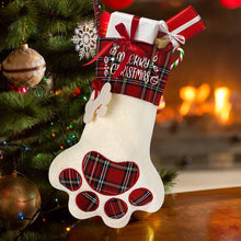 Cargar imagen en el visor de la galería, Medias navideñas con decoración de pata de gato por transferencia térmica personalizado con patrón foto texto
