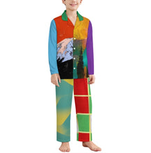 Cargar imagen en el visor de la galería, Conjunto de pijama de manga larga para niños LM125 personalizado con estampado de texto con nombre (diseño con varias imágenes)
